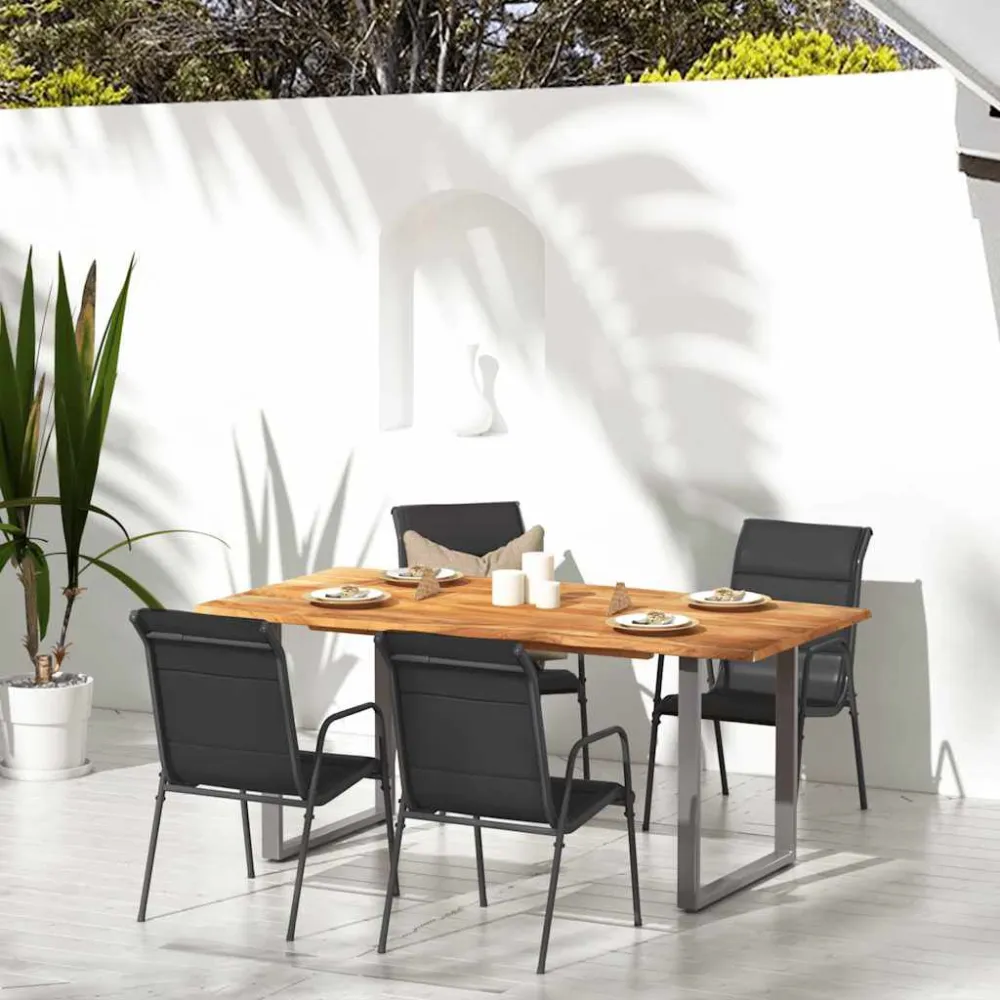Sedie da Giardino 4 pz Acciaio e Textilene Nere