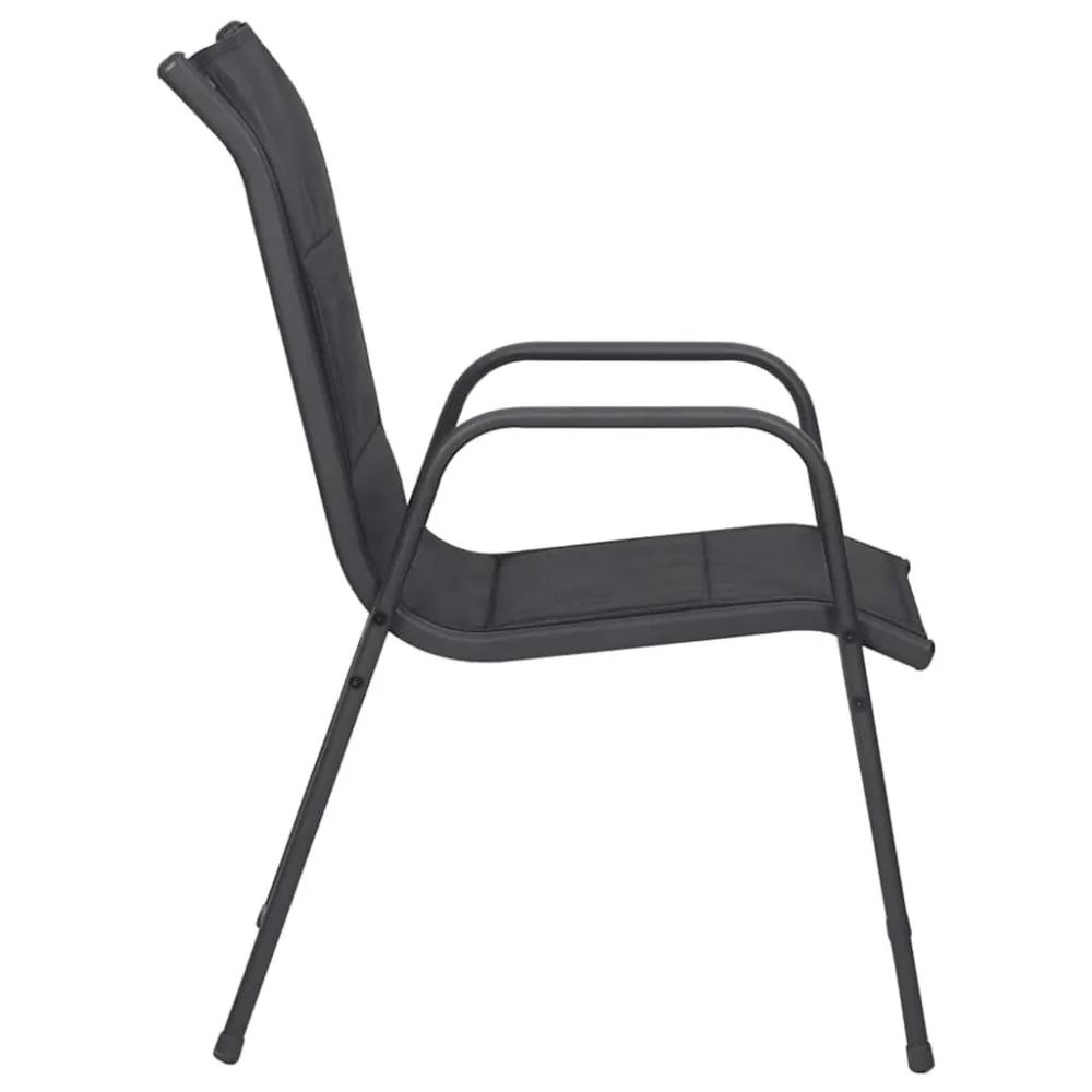 Sedie da Giardino 4 pz Acciaio e Textilene Nere
