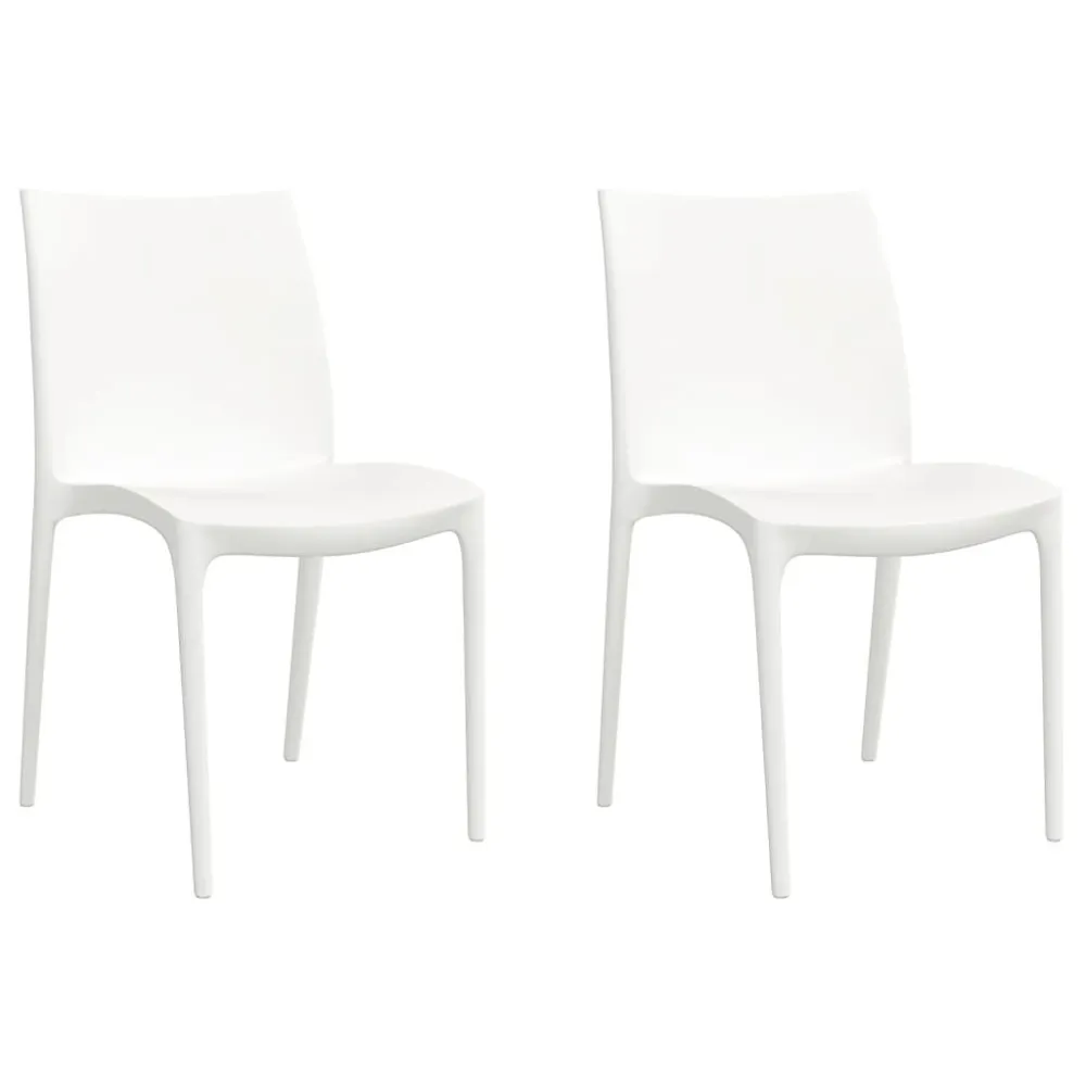 Sedie da Giardino 2 pz Bianche 50x46x80 cm Polipropilene