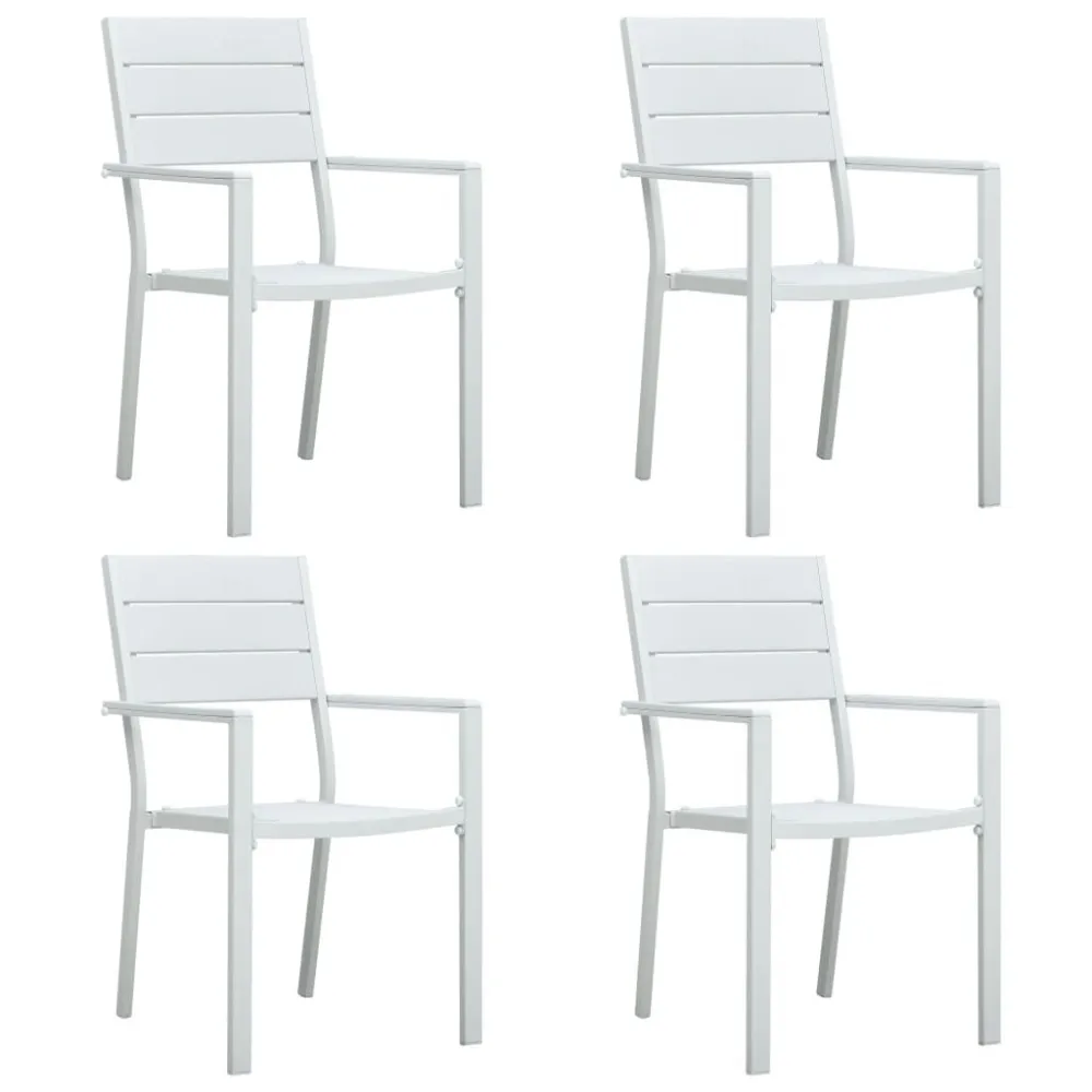 Sedie da Giardino 4 pz Bianche HDPE Aspetto Legno