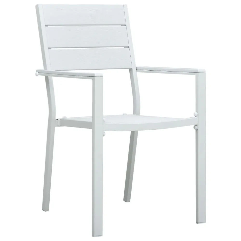 Sedie da Giardino 4 pz Bianche HDPE Aspetto Legno