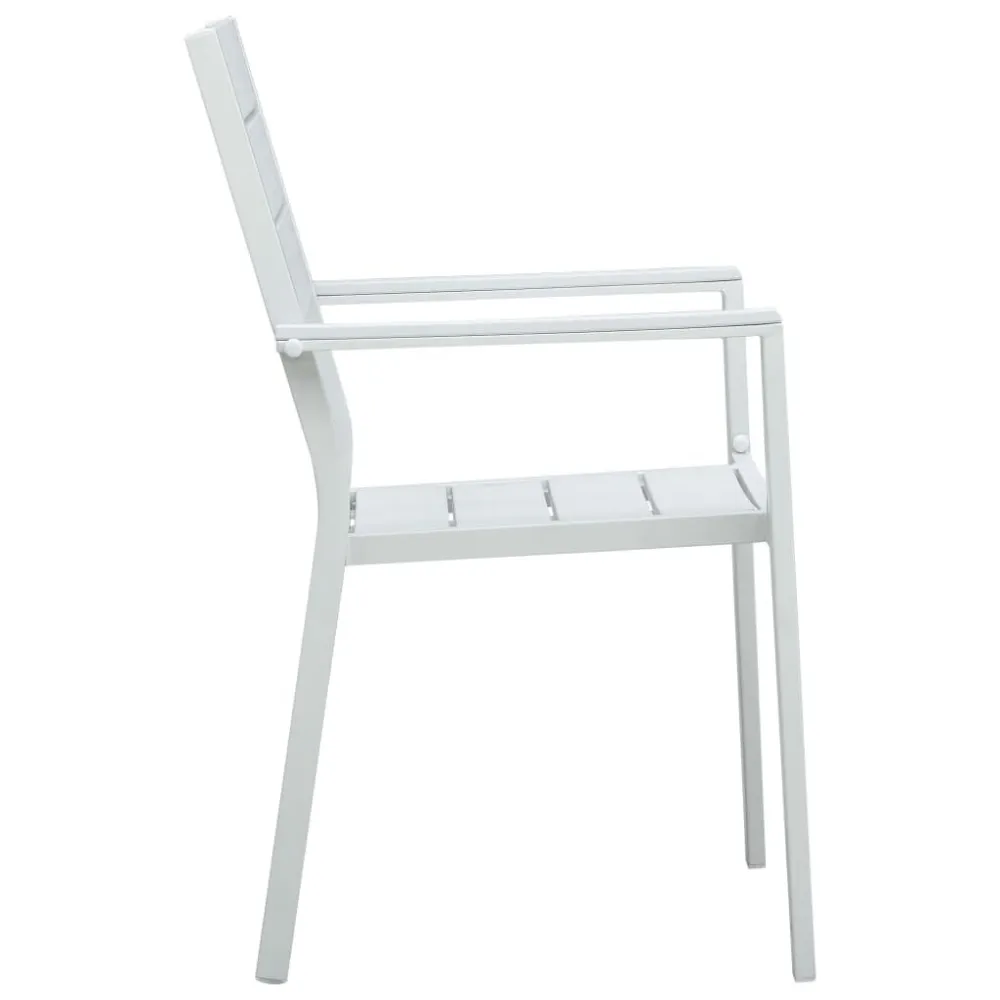 Sedie da Giardino 4 pz Bianche HDPE Aspetto Legno