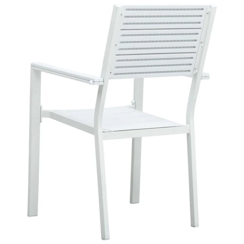 Sedie da Giardino 4 pz Bianche HDPE Aspetto Legno