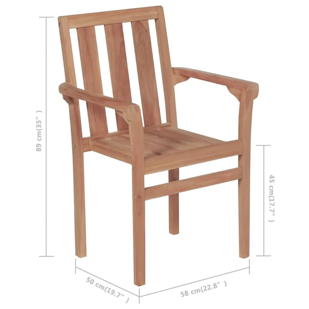 Sedie da Giardino Impilabili 4 pz Legno Massello di Teak