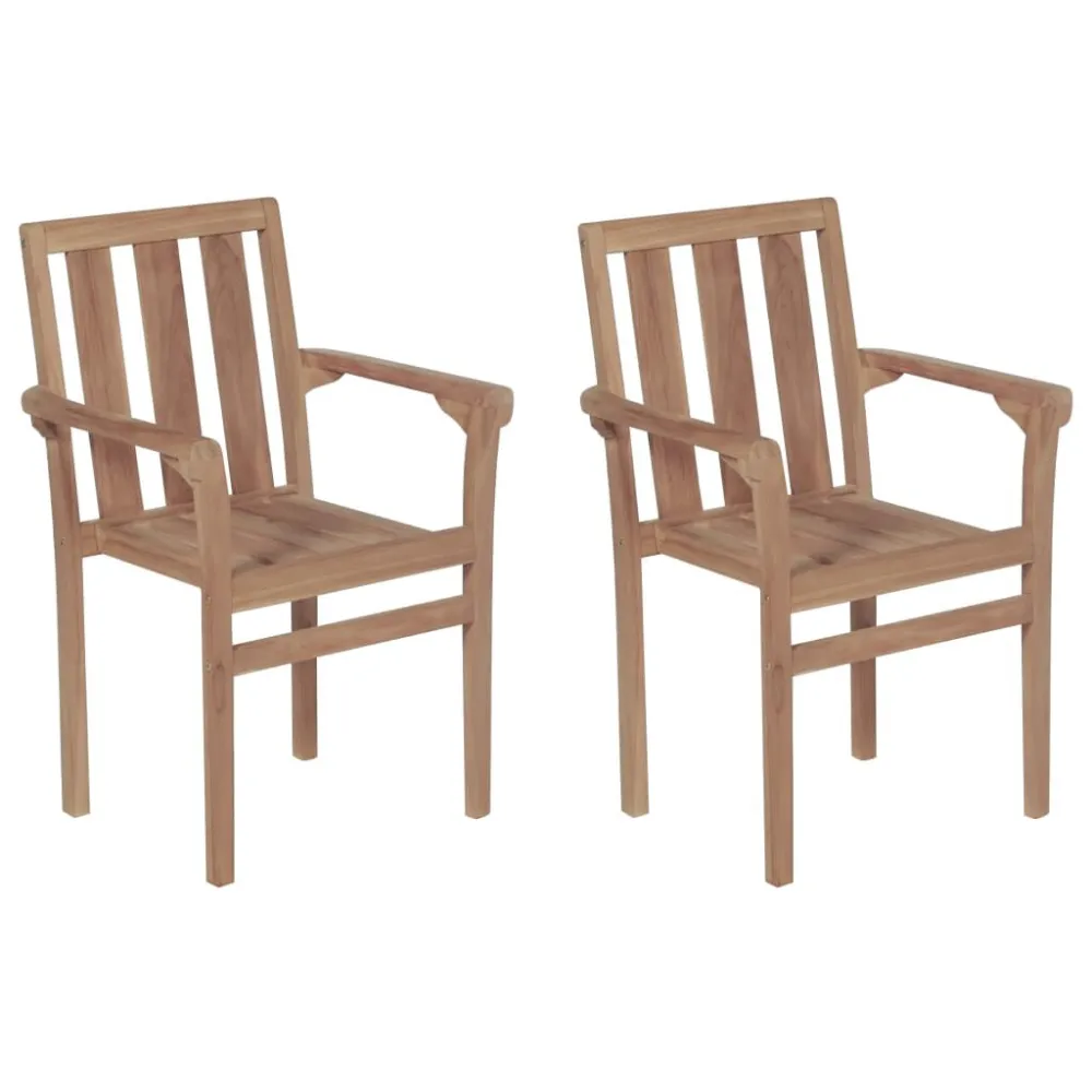 Sedie da Giardino Impilabili 2 pz Legno Massello di Teak