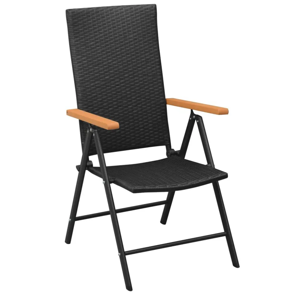 Sedie da Giardino Impilabili 2 pz Polyrattan Nere