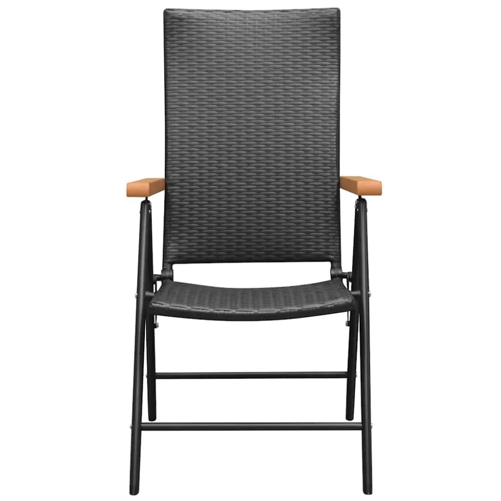 Sedie da Giardino Impilabili 2 pz Polyrattan Nere