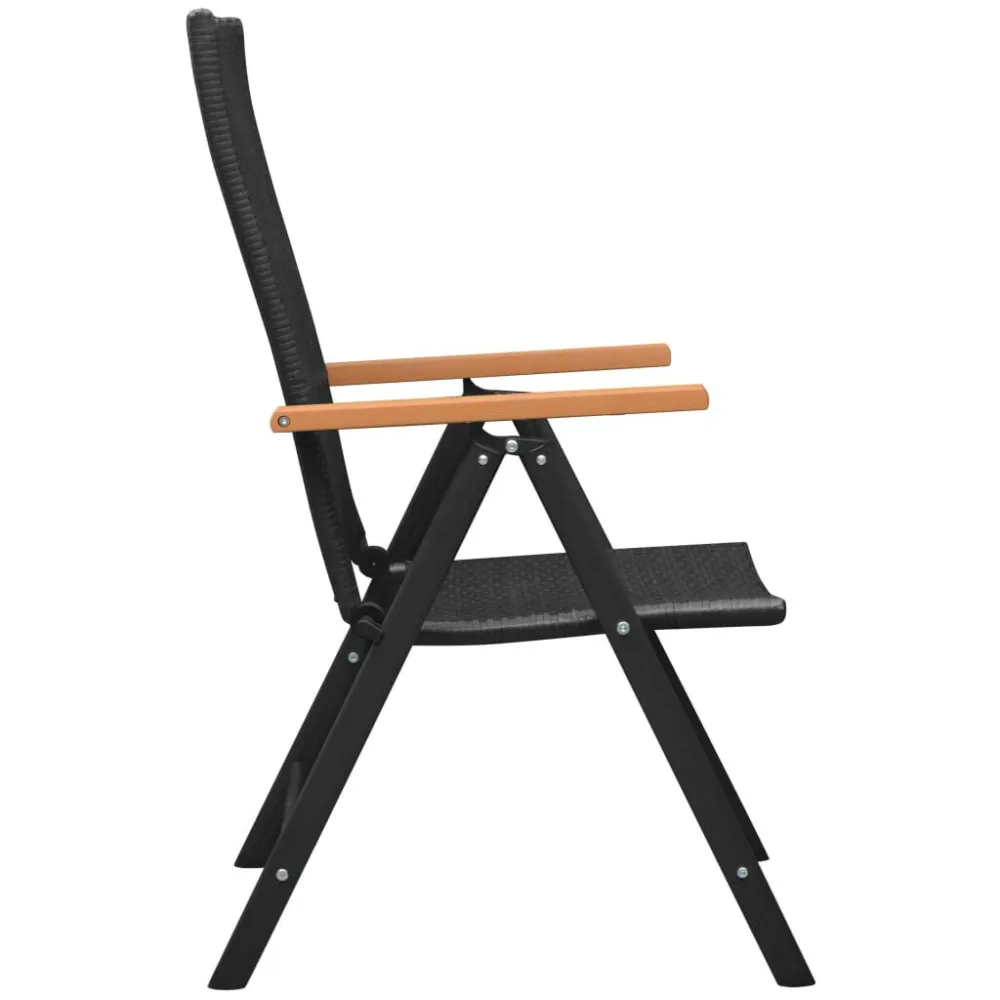 Sedie da Giardino Impilabili 2 pz Polyrattan Nere
