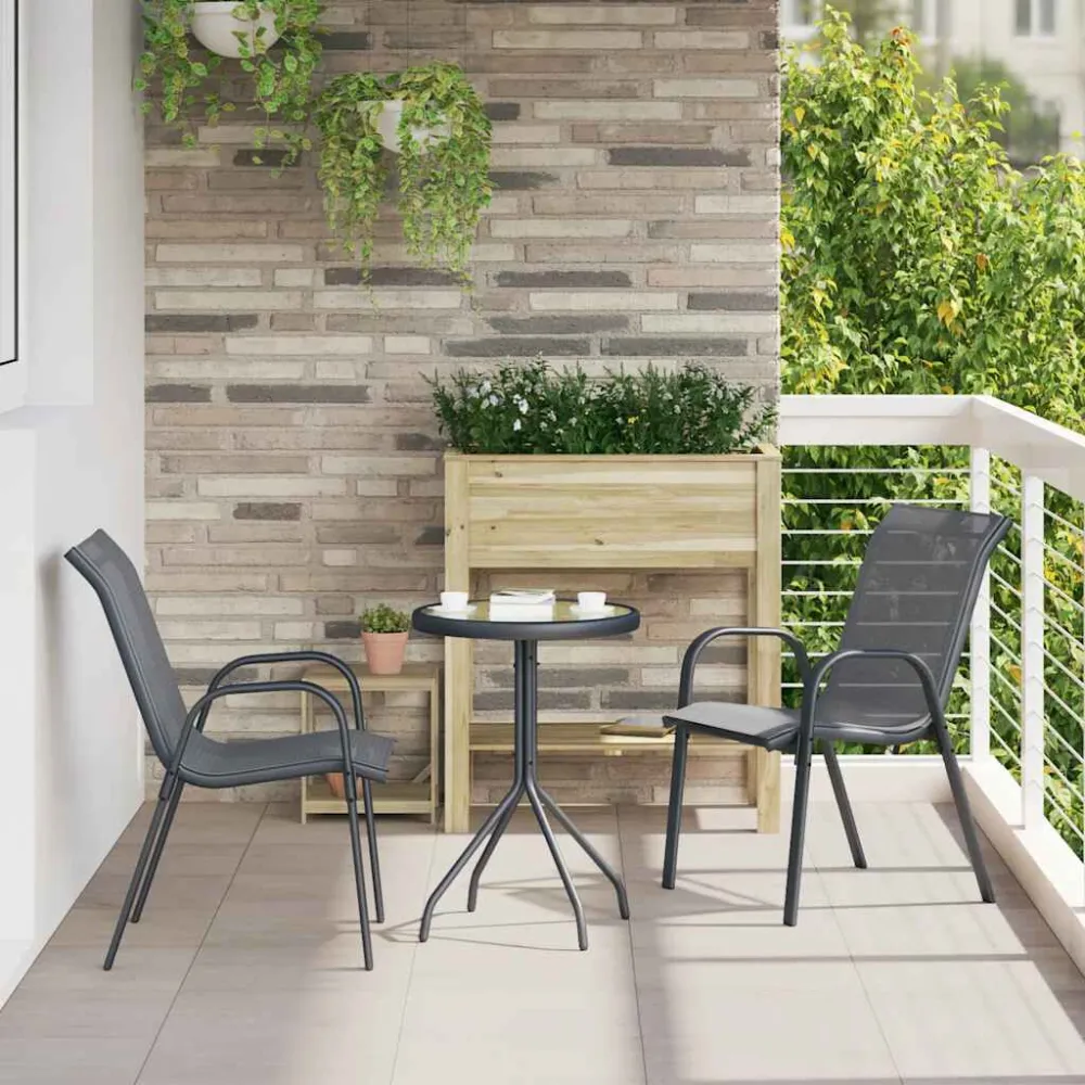 Sedie da Giardino Impilabili 2 pz Tessuto Textilene Grigio