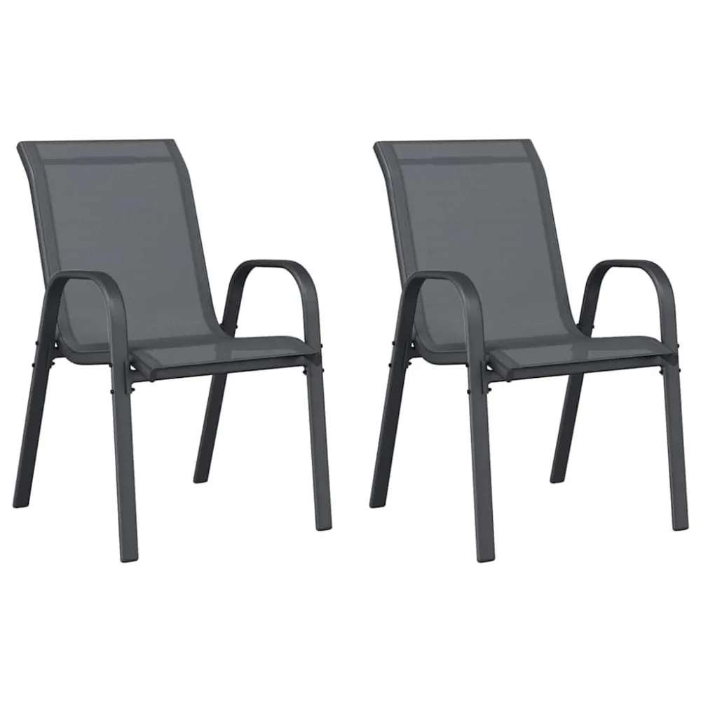 Sedie da Giardino Impilabili 2 pz Tessuto Textilene Grigio