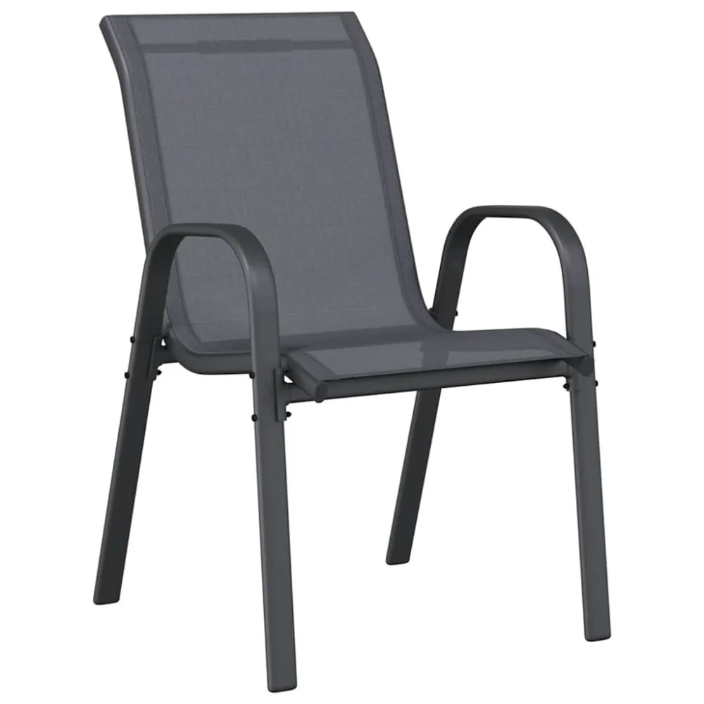 Sedie da Giardino Impilabili 2 pz Tessuto Textilene Grigio