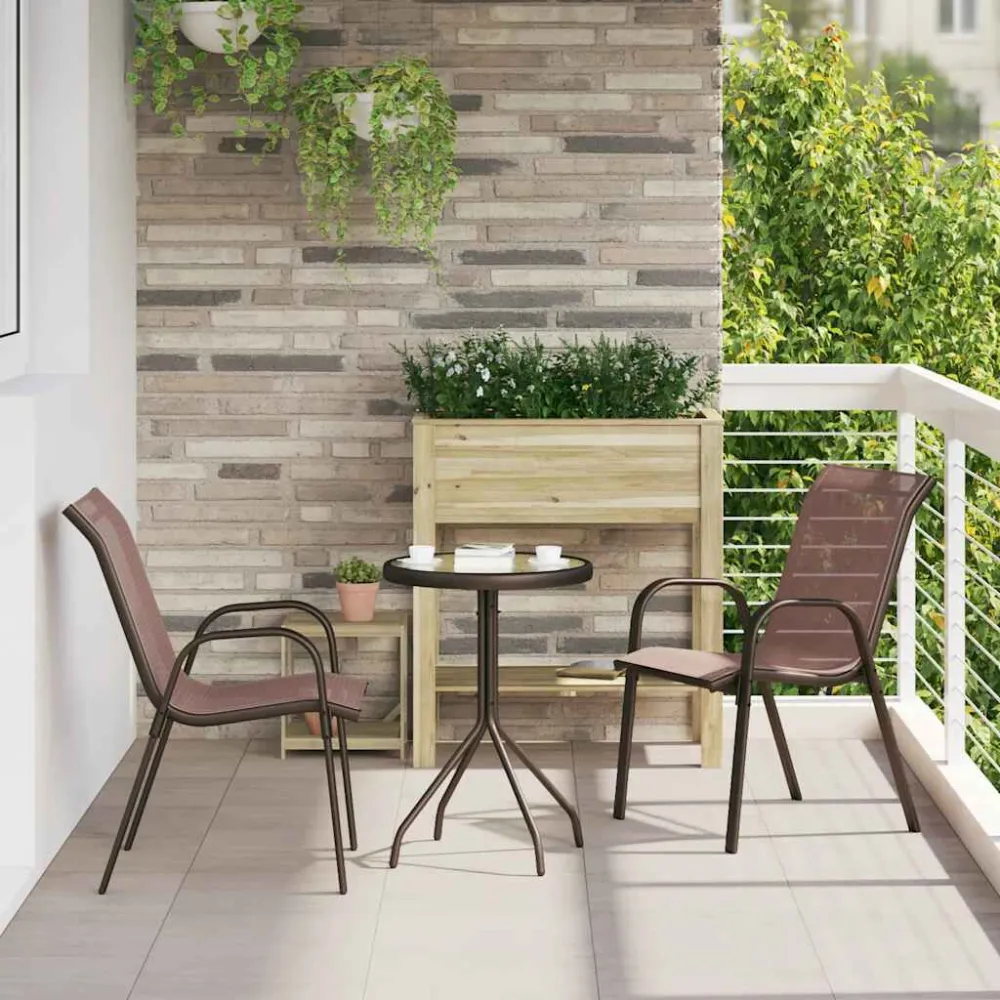 Sedie da Giardino Impilabili 2 pz Tessuto Textilene Marrone