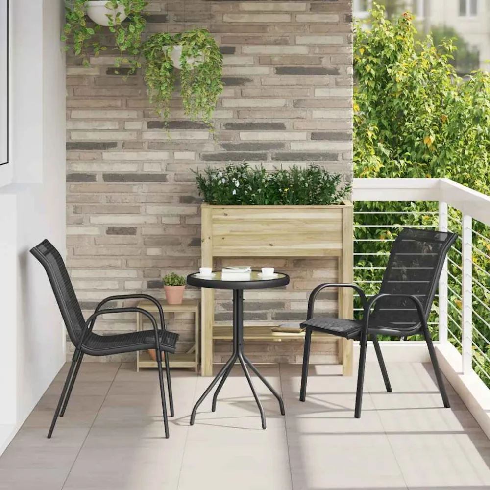Sedie da Giardino Impilabili 2 pz Tessuto Textilene Nero