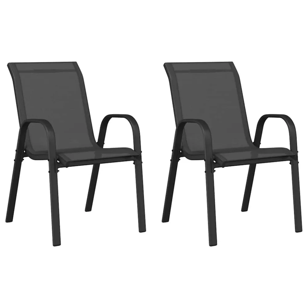 Sedie da Giardino Impilabili 2 pz Tessuto Textilene Nero