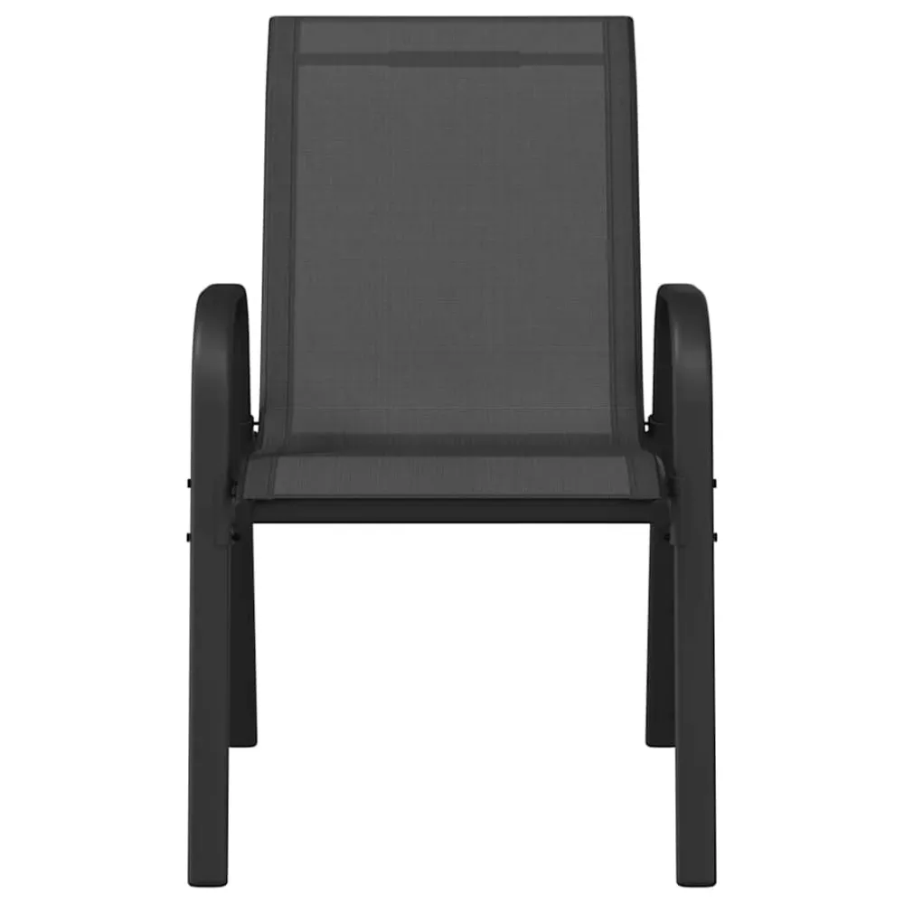 Sedie da Giardino Impilabili 2 pz Tessuto Textilene Nero