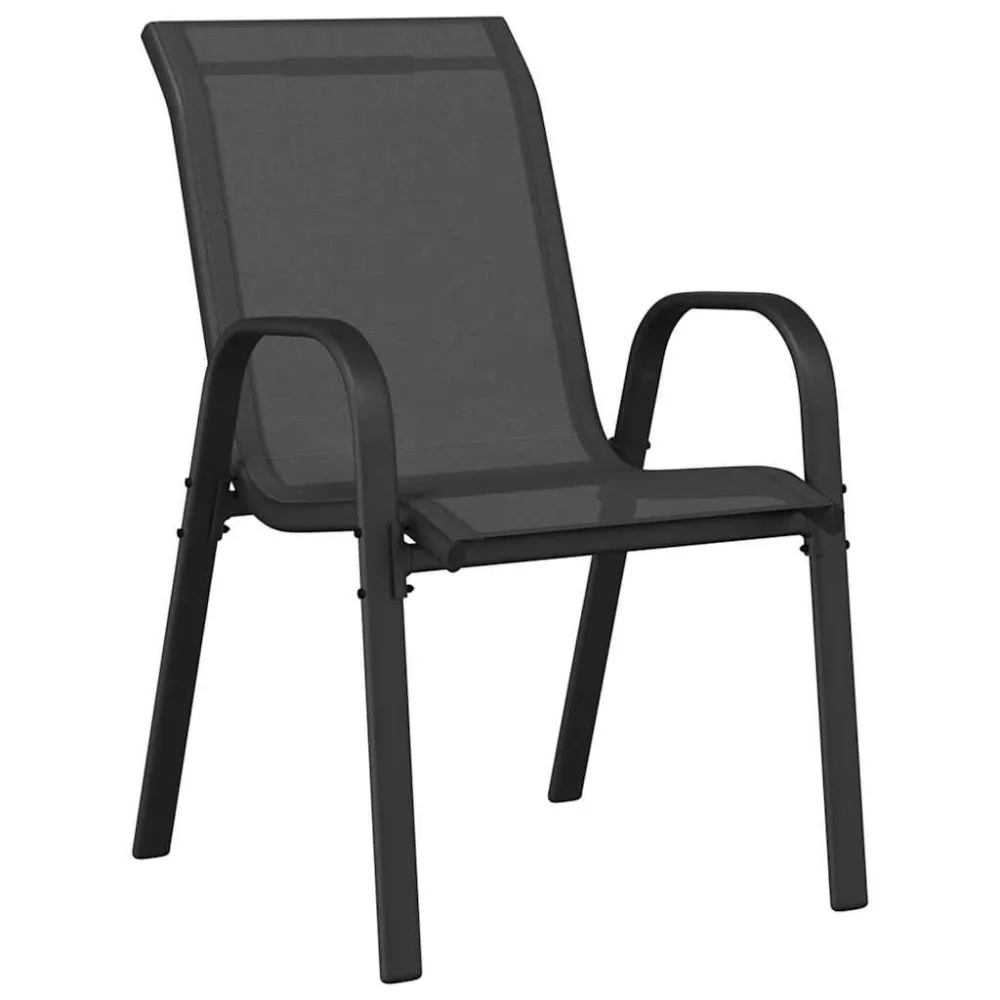 Sedie da Giardino Impilabili 2 pz Tessuto Textilene Nero