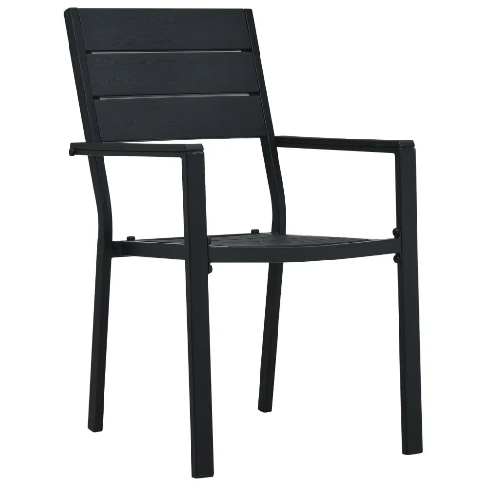 Sedie da Giardino 2 pz Nere HDPE Aspetto Legno