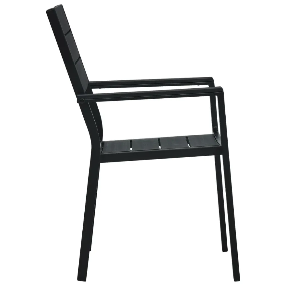 Sedie da Giardino 2 pz Nere HDPE Aspetto Legno