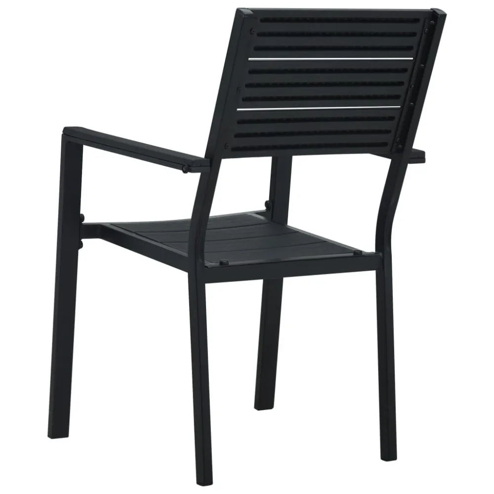 Sedie da Giardino 2 pz Nere HDPE Aspetto Legno