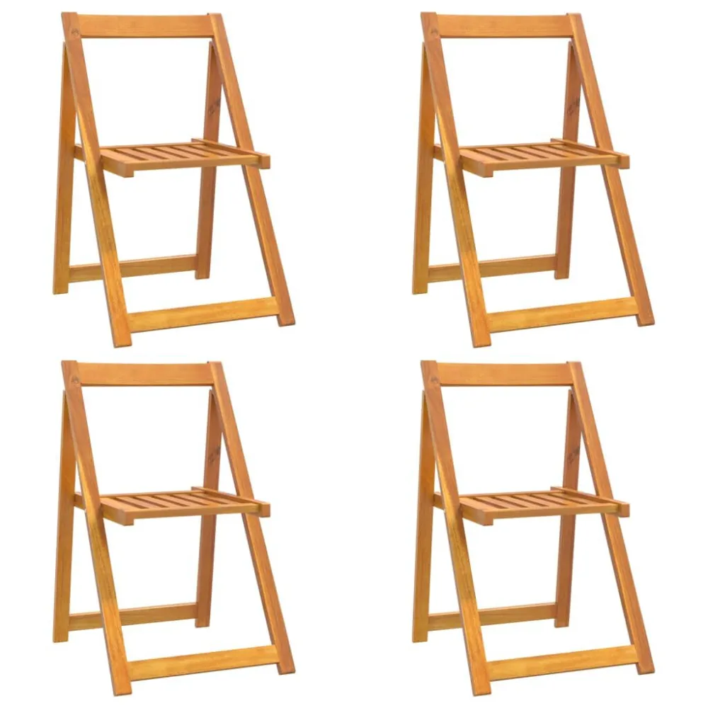 Sedie da Giardino Pieghevoli 4pz Legno Massello di Acacia