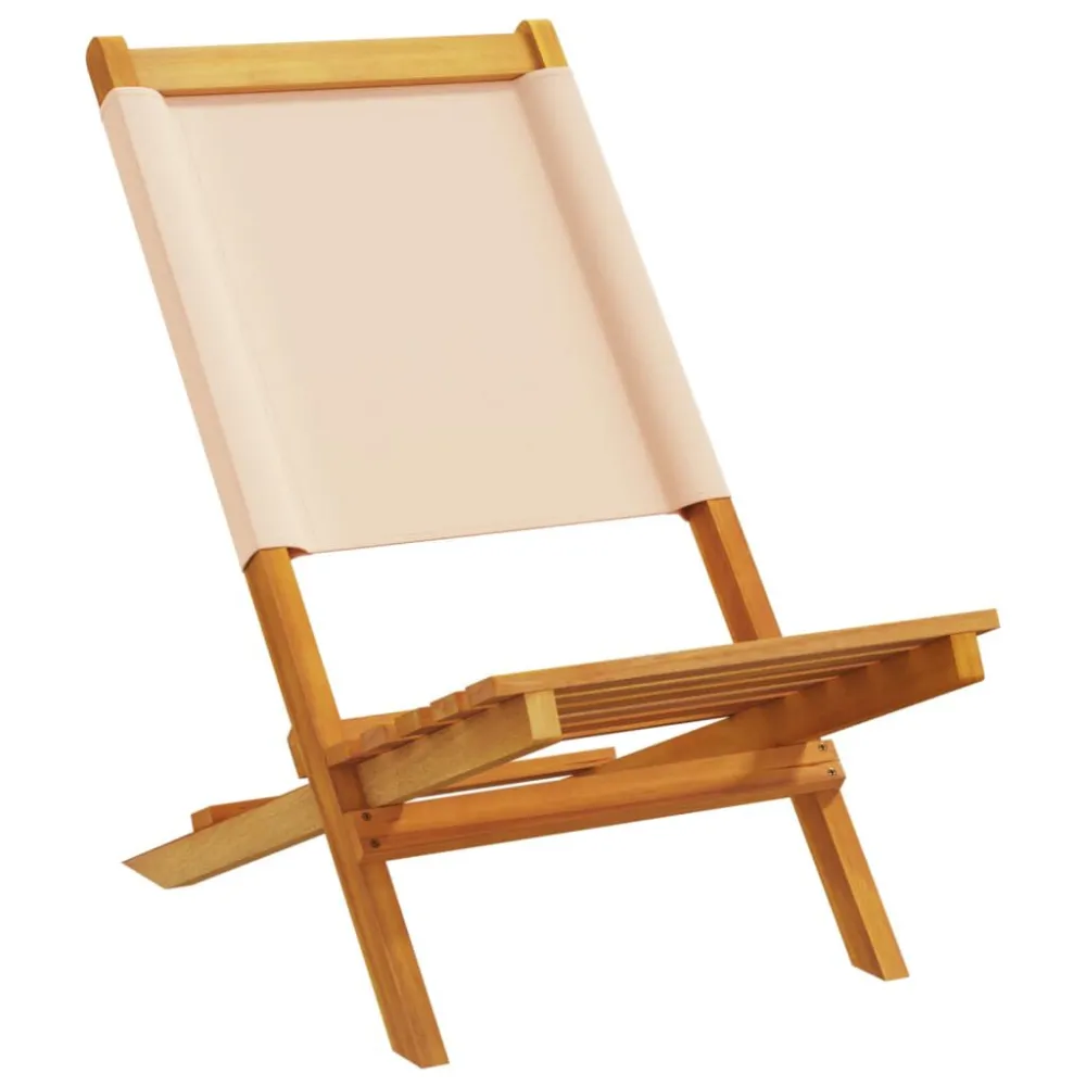 Sedie da Giardino Pieghevoli 4pz Sabbia Tessuto e Legno Massello