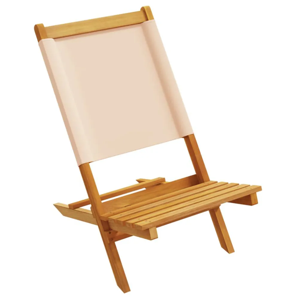 Sedie da Giardino Pieghevoli 4pz Sabbia Tessuto e Legno Massello