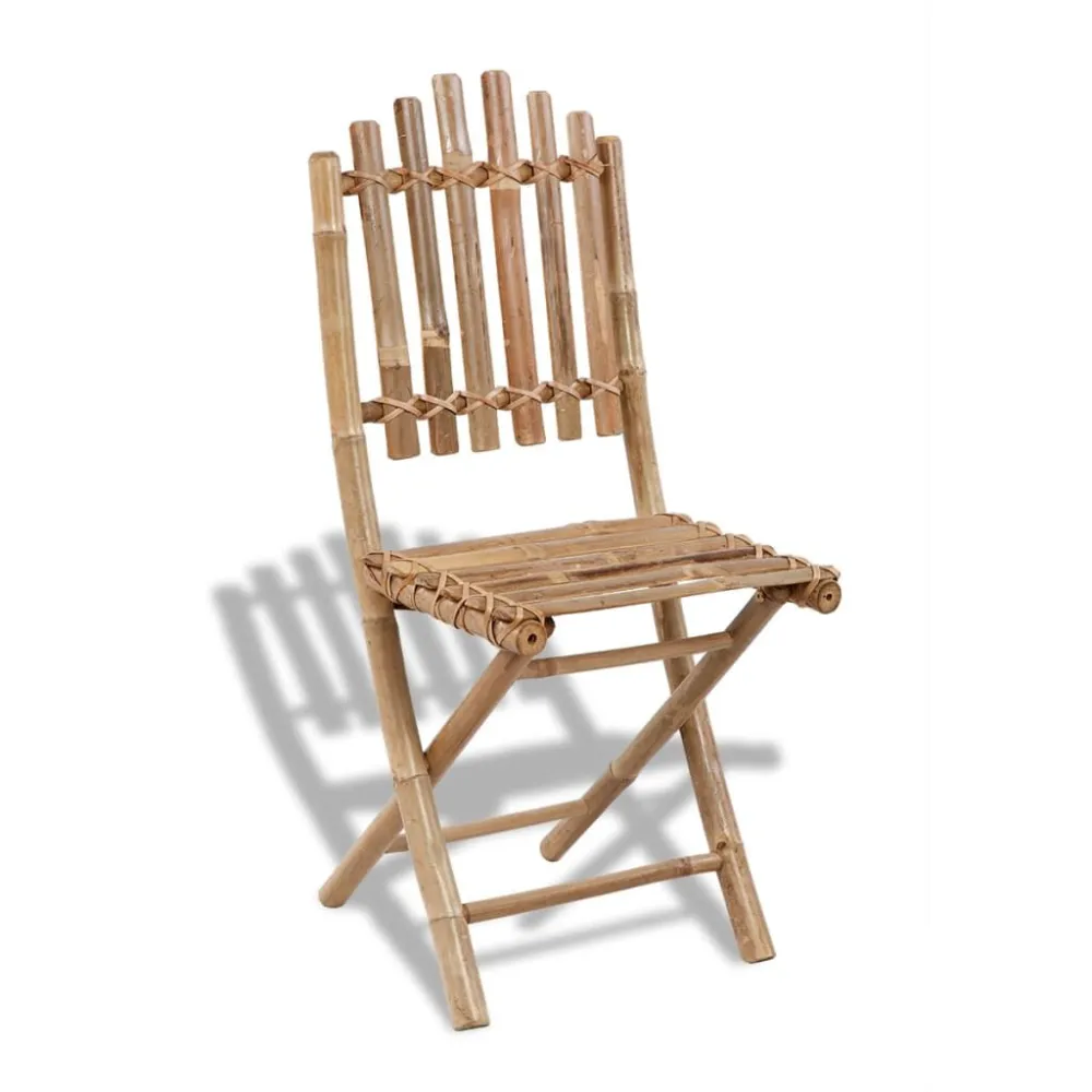 Sedie da Giardino Pieghevoli 2 pz Bambù