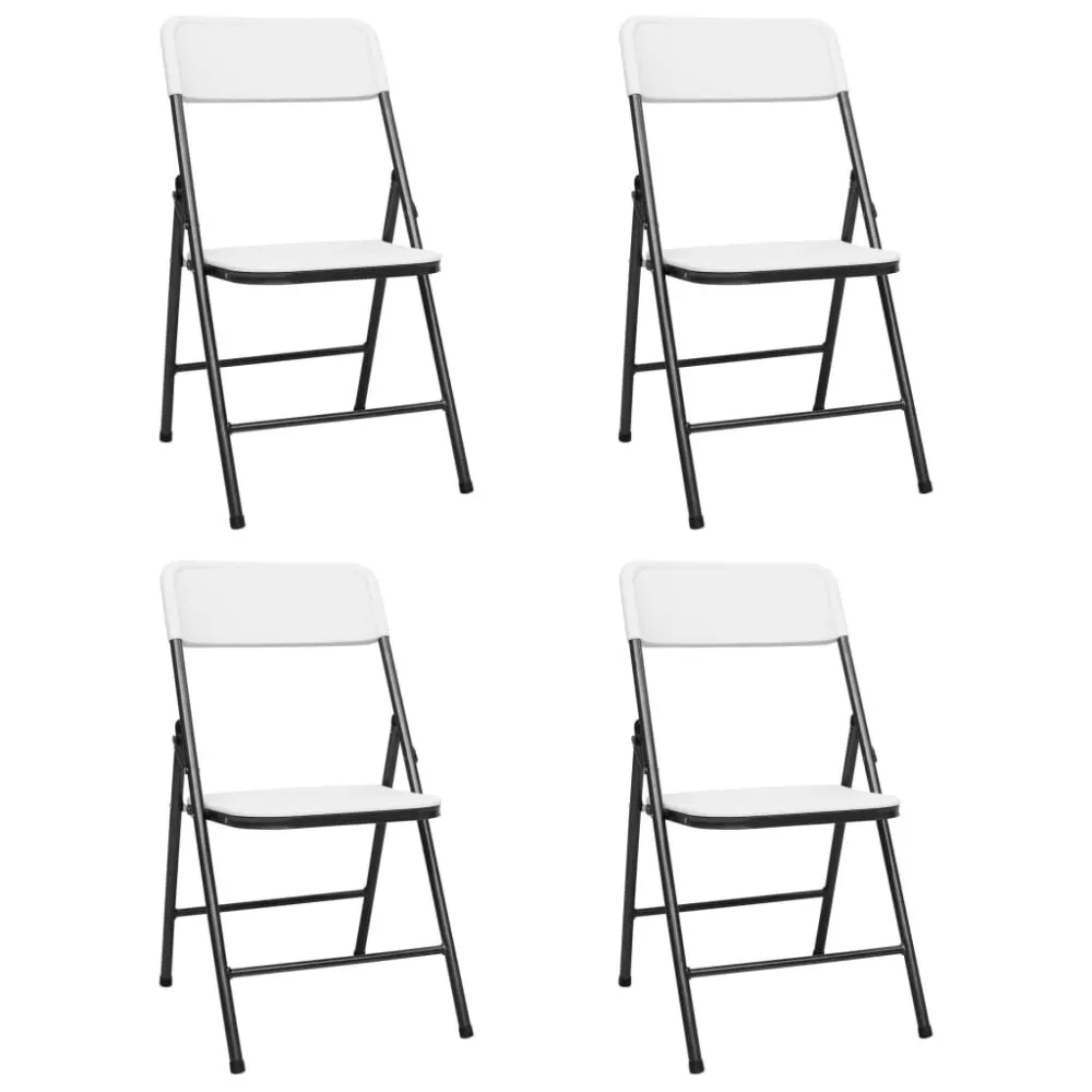 Sedie da Giardino Pieghevoli 4 pz HDPE Bianco