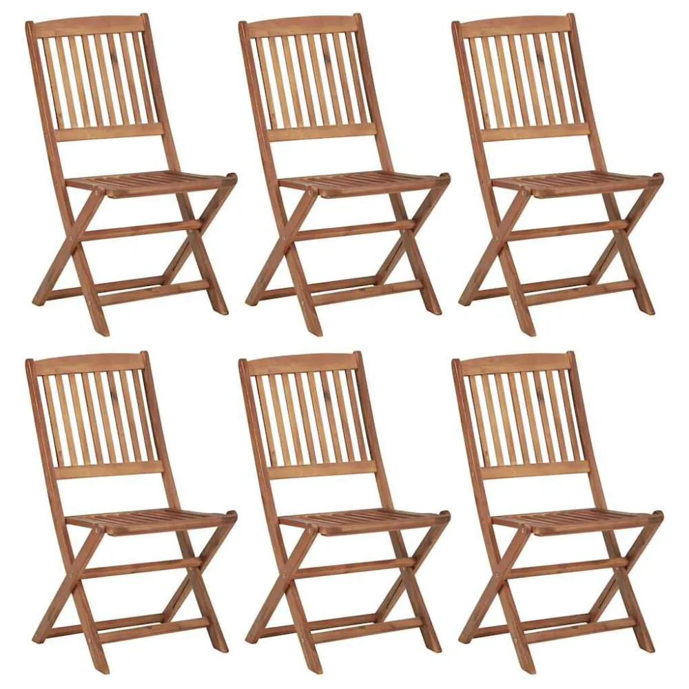 Sedie da Giardino Pieghevoli 6 pz Legno Massello di Acacia
