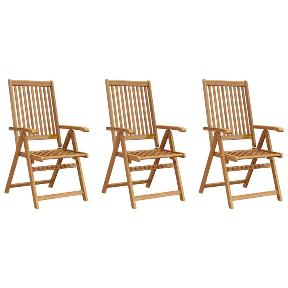 Sedie da Giardino Pieghevoli 3 pz Legno Massello d'Acacia