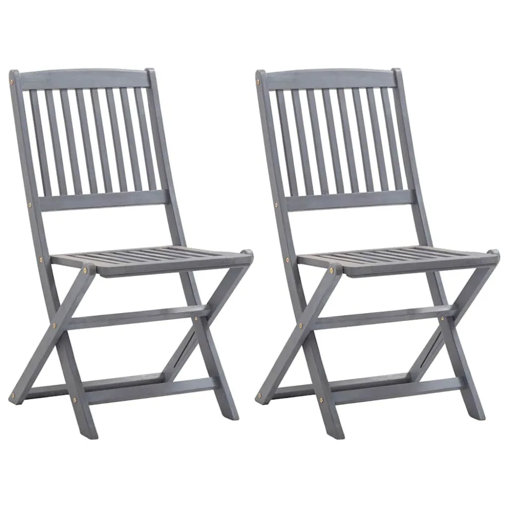 Sedie da Giardino Pieghevoli 2 pz Legno Massello d'Acacia