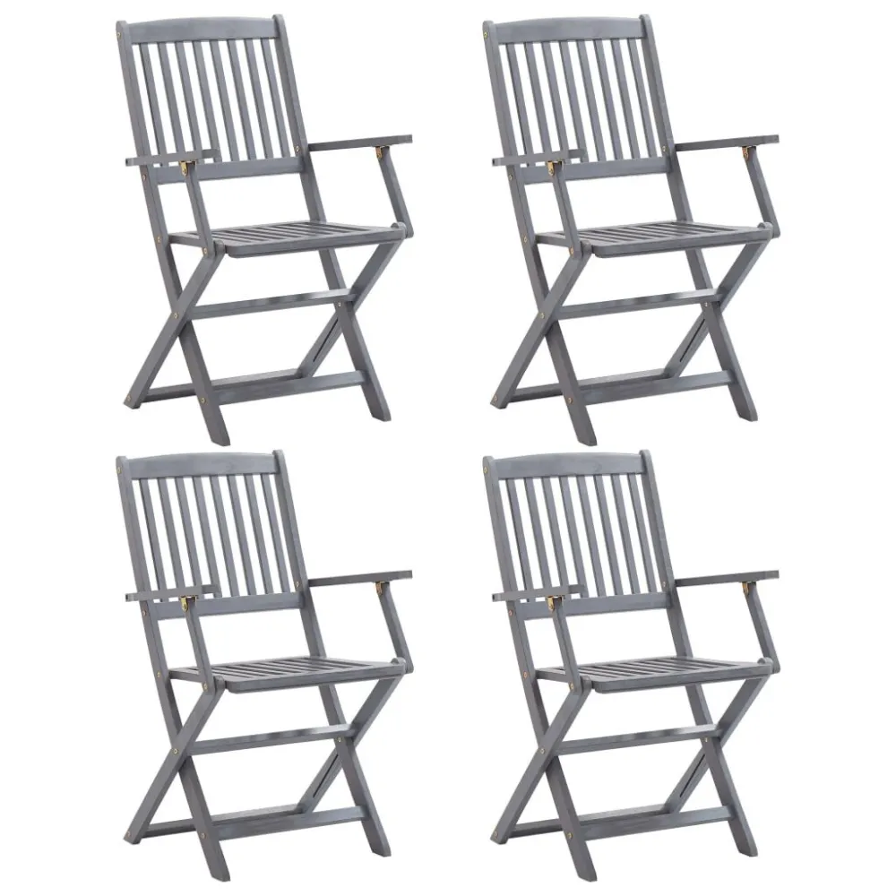 Sedie da Giardino Pieghevoli 4 pz Legno Massello d'Acacia