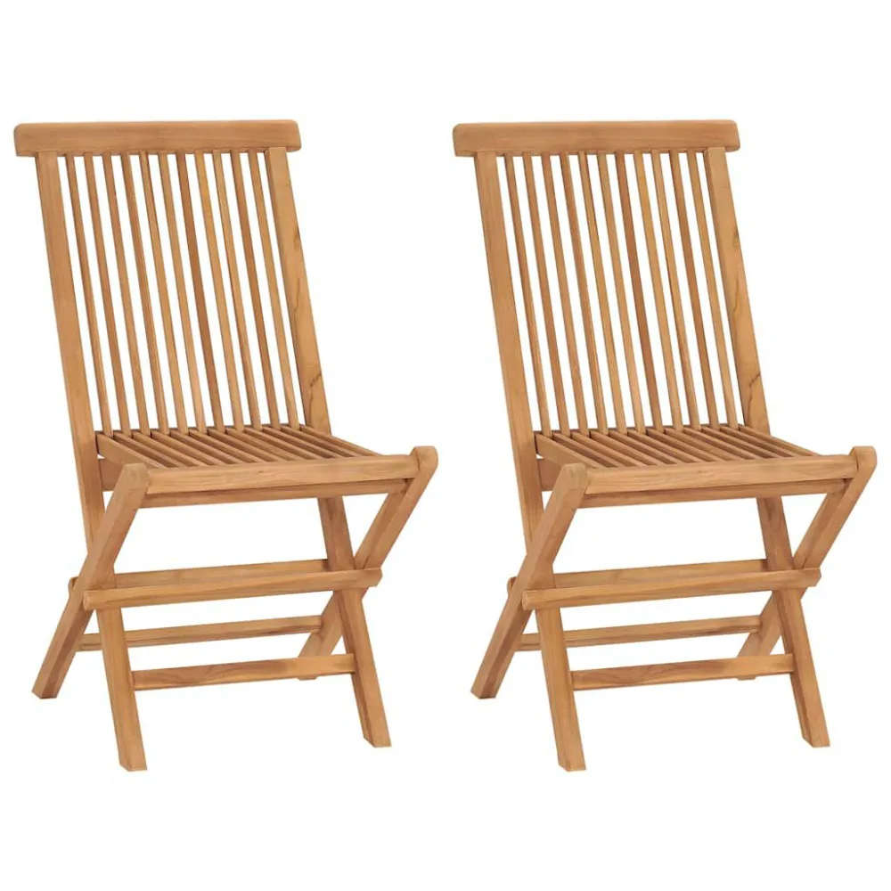 Sedie da Giardino Pieghevoli 2 pz Legno Massello di Teak