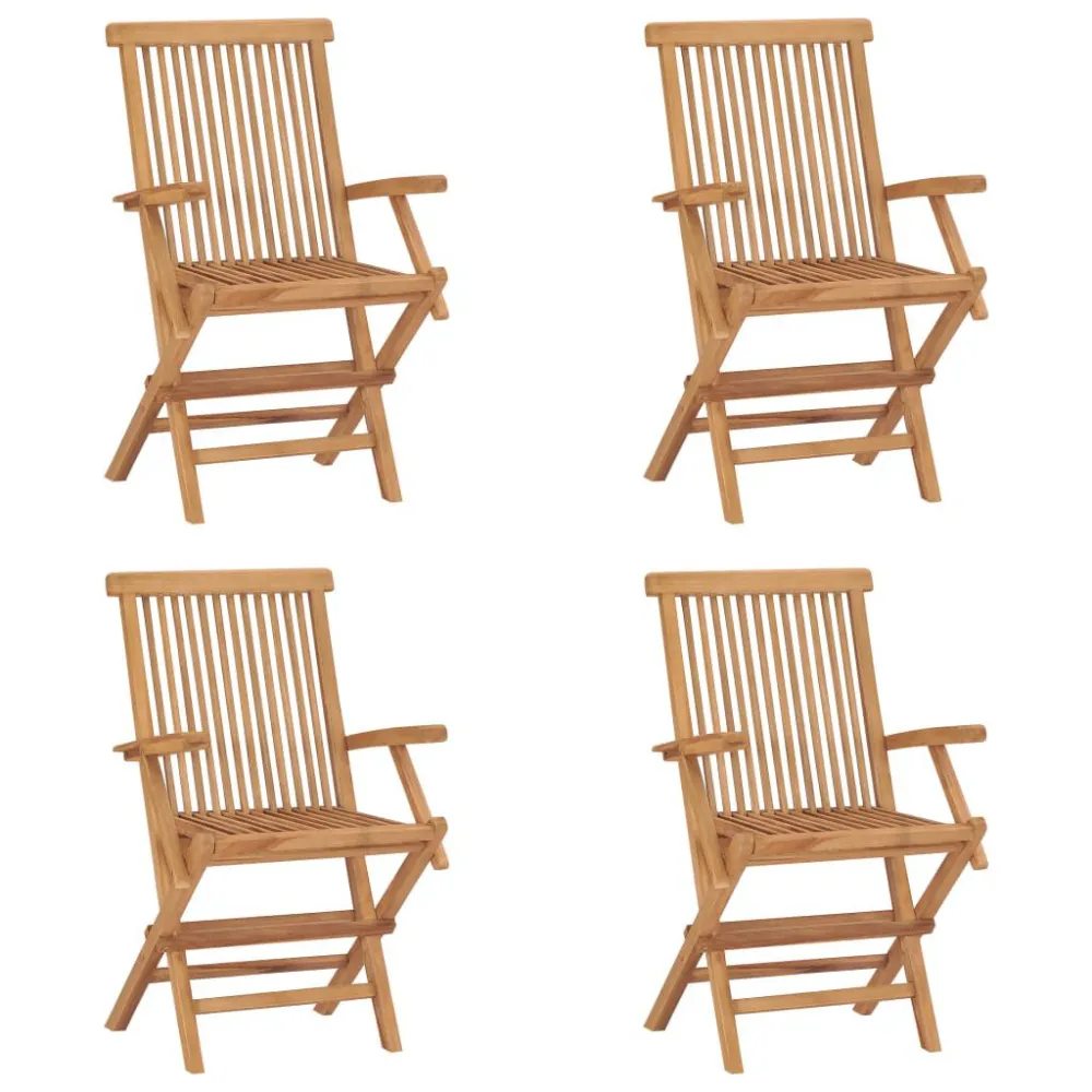 Sedie da Giardino Pieghevoli 4 pz Legno Massello di Teak