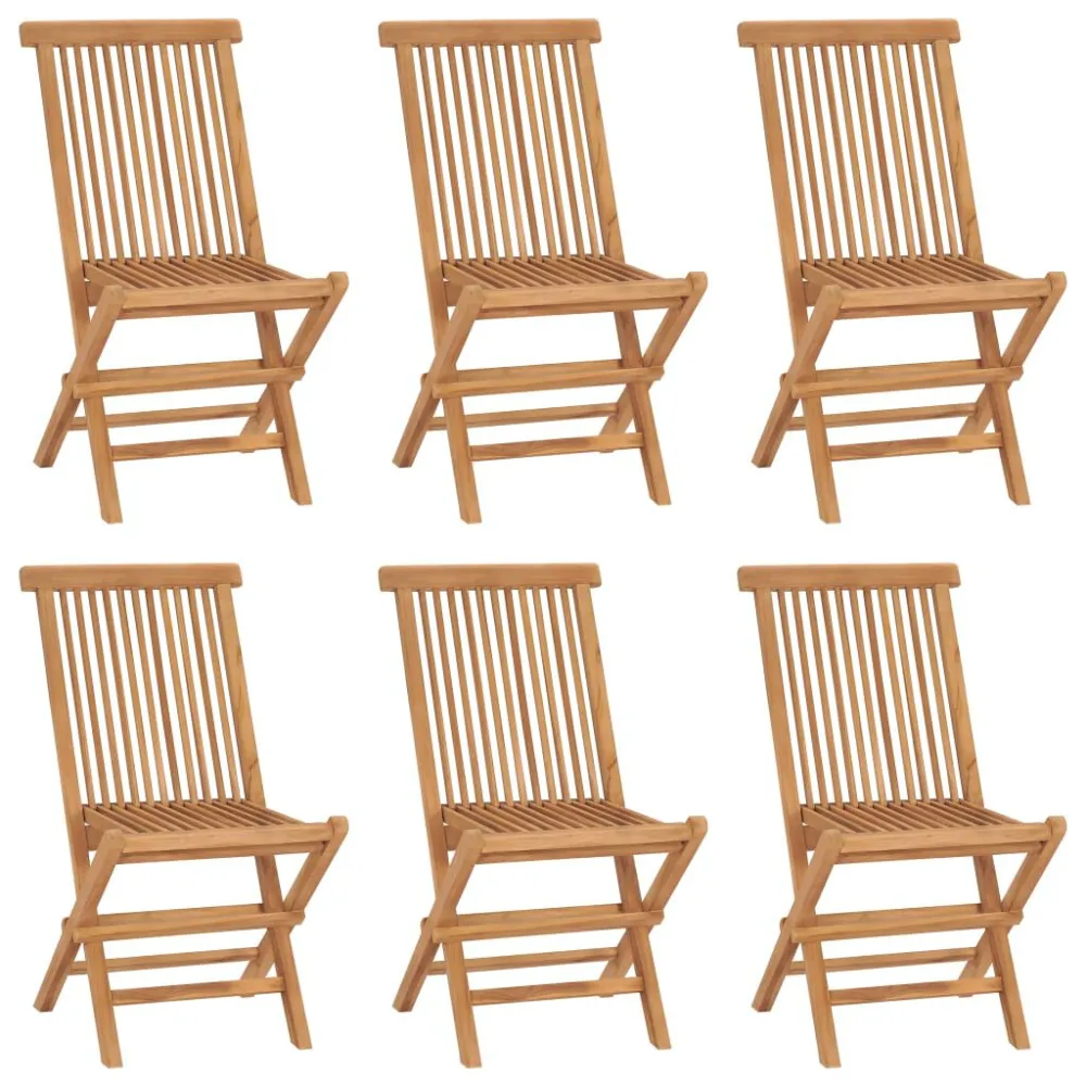 Sedie da Giardino Pieghevoli 6 pz Legno Massello di Teak
