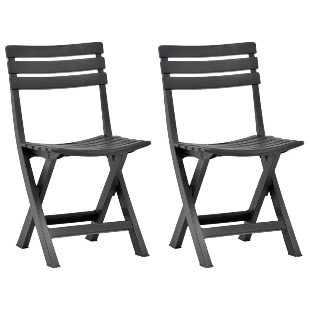 Sedie da Giardino Pieghevoli 2 pz Plastica Antracite
