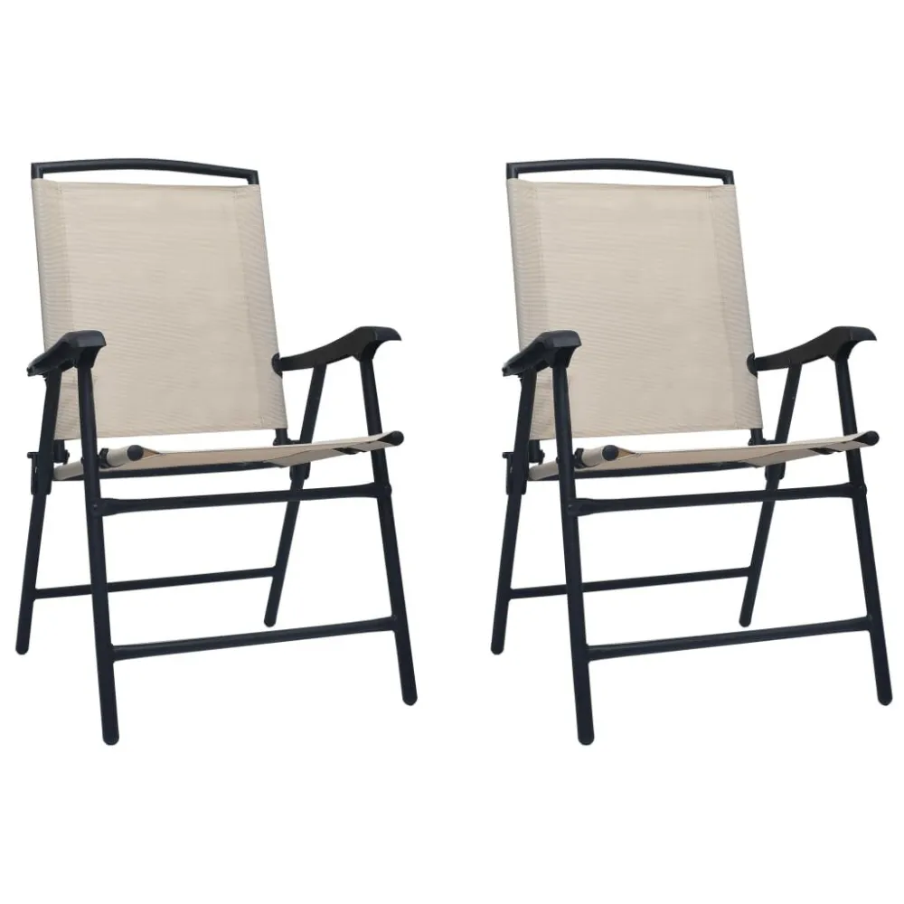 Sedie da Giardino Pieghevoli 2 pz Textilene Crema