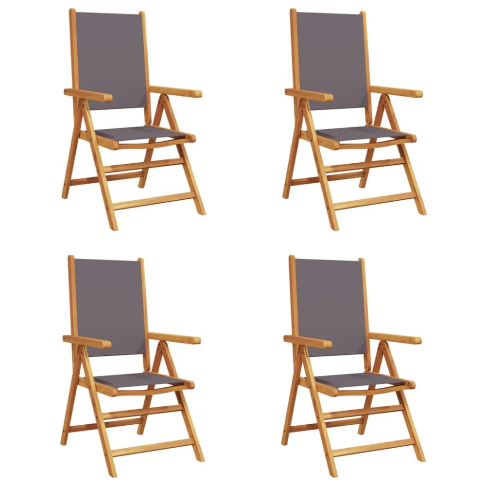 Sedie Giardino Reclinabili 4pz Antracite Tessuto Legno Massello