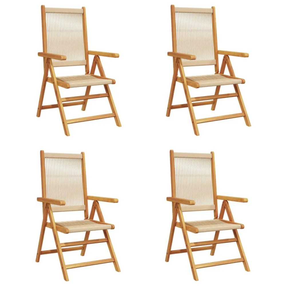 Sedie da Giardino Reclinabili 4pz Camoscio Legno Massello Acacia