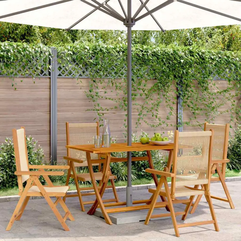 Sedie da Giardino Reclinabili 4pz Camoscio Legno Massello Acacia
