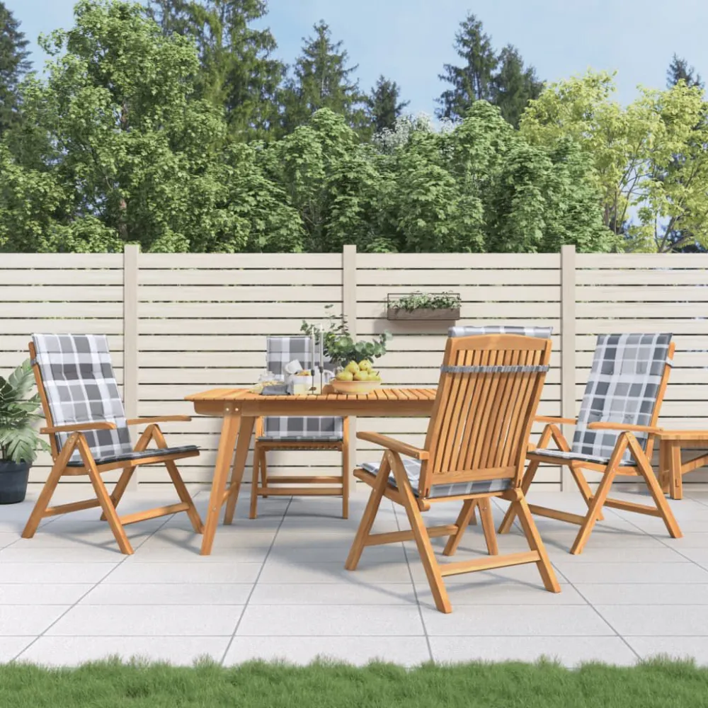 Sedie da Giardino Reclinabili con Cuscini 4 pz Legno di Teak