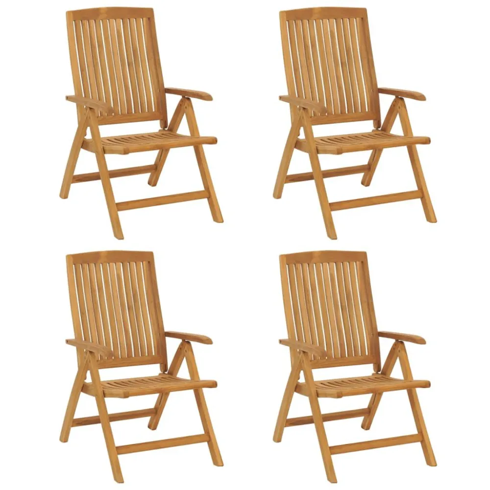 Sedie da Giardino Reclinabili con Cuscini 4 pz Legno di Teak