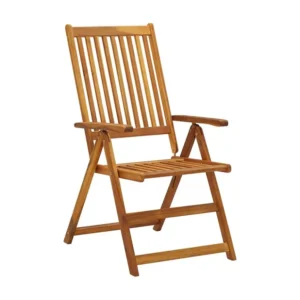 Sedie da giardino reclinabili 4 pz con cuscini Legno di acacia