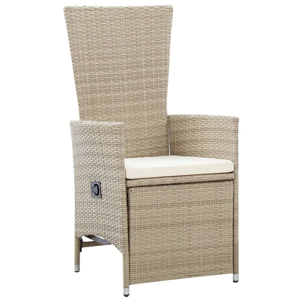 Sedie da Giardino Reclinabili 2 pz con Cuscini Polyrattan Sabbia