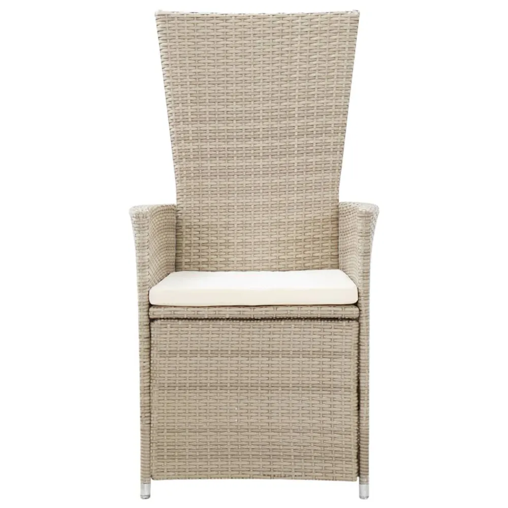 Sedie da Giardino Reclinabili 2 pz con Cuscini Polyrattan Sabbia