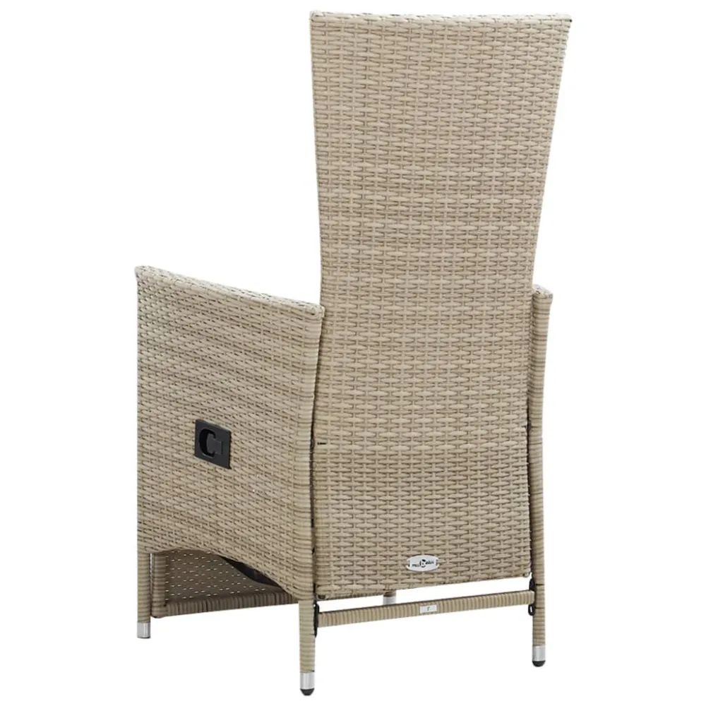 Sedie da Giardino Reclinabili 2 pz con Cuscini Polyrattan Sabbia