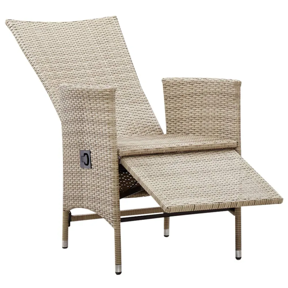 Sedie da Giardino Reclinabili 2 pz con Cuscini Polyrattan Sabbia