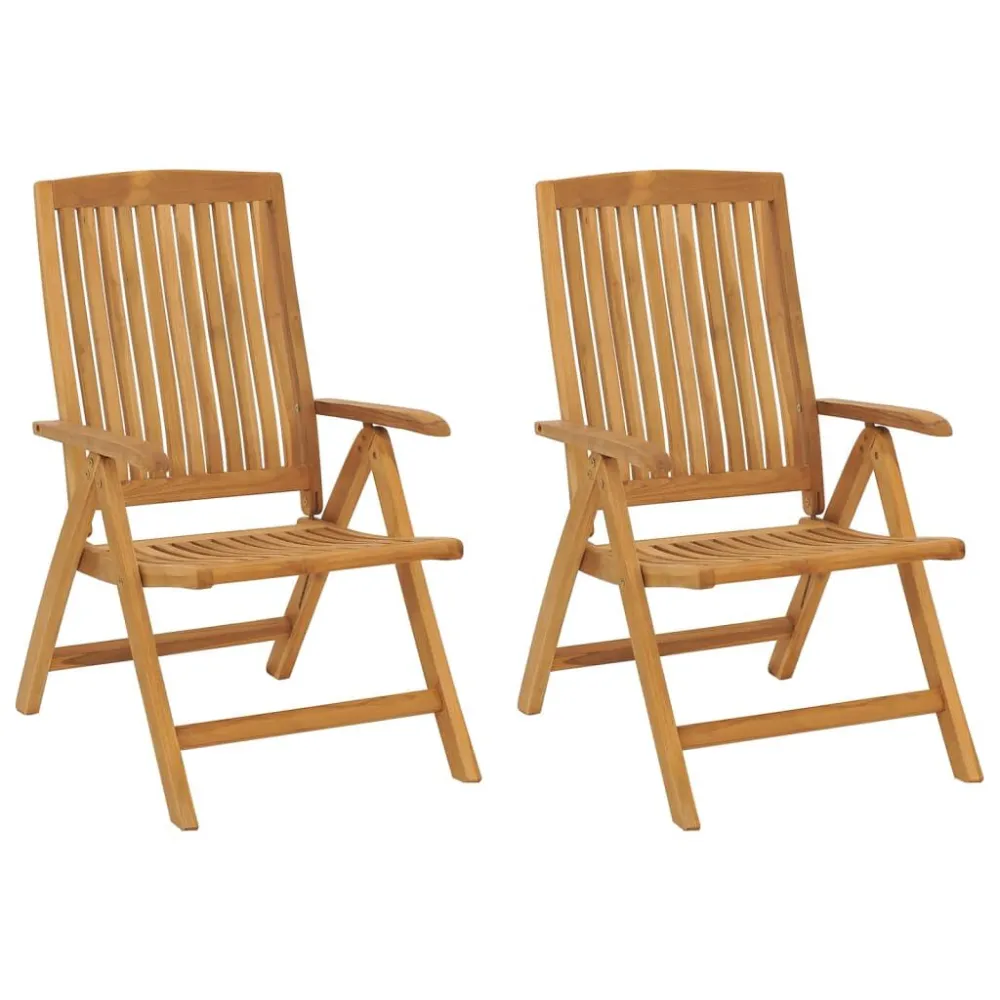 Sedie da Giardino Reclinabili 2 pz Legno Massello di Teak