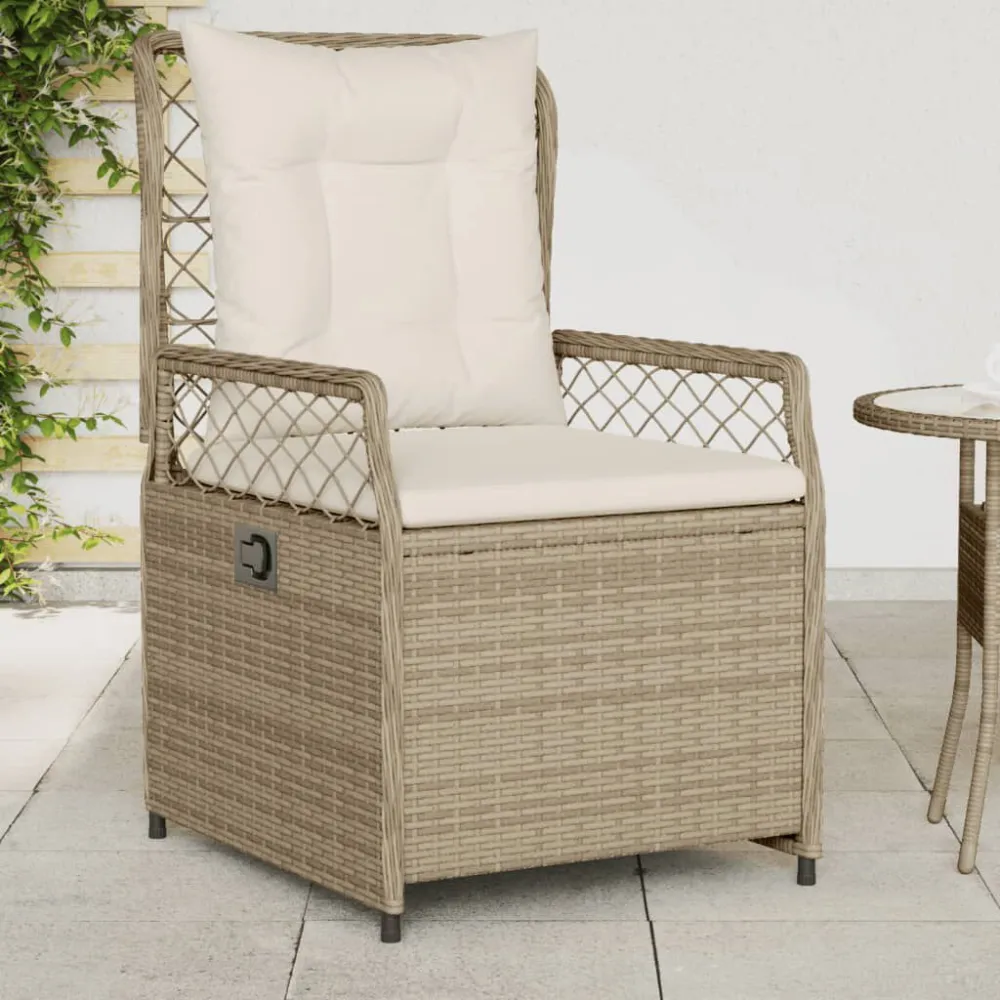 Sedie da Giardino Reclinabili 2 pz Panna Polyrattan