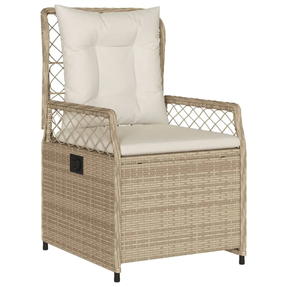 Sedie da Giardino Reclinabili 2 pz Panna Polyrattan